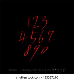 Alphabet & number / handwriting - vector