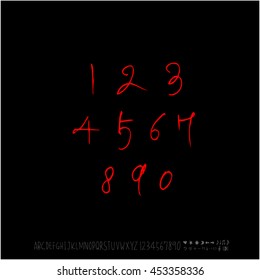 Alphabet & number / handwriting - vector