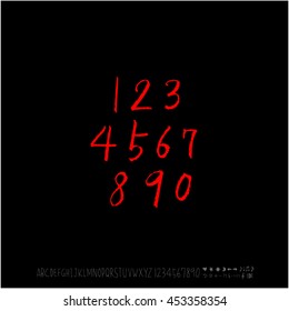 Alphabet & number / handwriting - vector