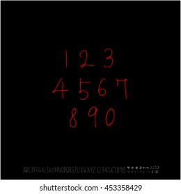 Alphabet & number / handwriting - vector