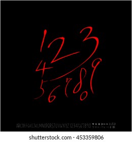 Alphabet & number / handwriting - vector