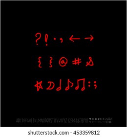 Alphabet & number / handwriting - vector
