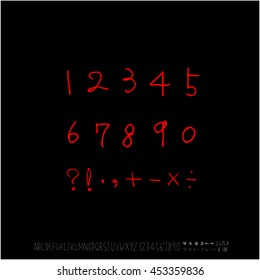 Alphabet & number / handwriting - vector