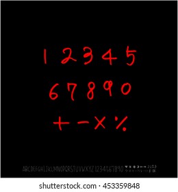 Alphabet & number / handwriting - vector