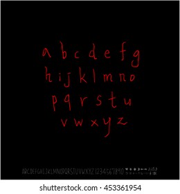 Alphabet & number / handwriting - vector