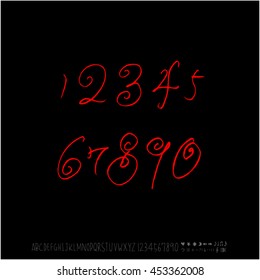 Alphabet & number / handwriting - vector
