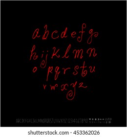 Alphabet & number / handwriting - vector