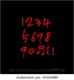 Alphabet & number / handwriting - vector
