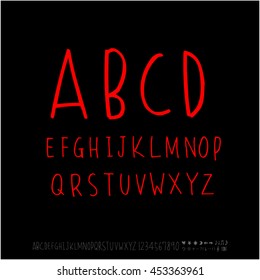 Alphabet & number / handwriting - vector