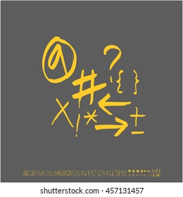 Alphabet & number / handwriting - vector