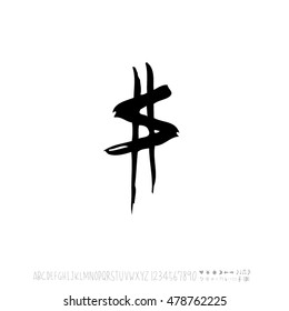 Alphabet & number / handwriting - vector