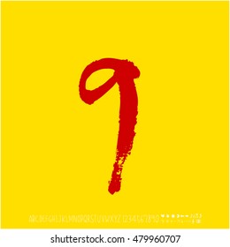 Alphabet & number / handwriting - vector