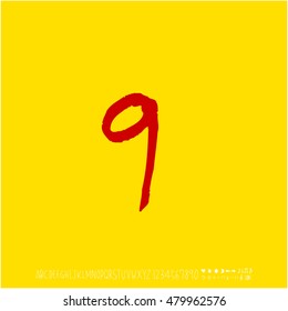 Alphabet & number / handwriting - vector