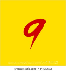 Alphabet & number / handwriting - vector