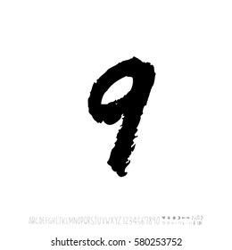 Alphabet & number / handwriting - vector
