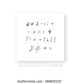 Alphabet & number / handwriting - vector