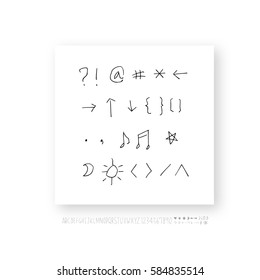 Alphabet & number / handwriting - vector