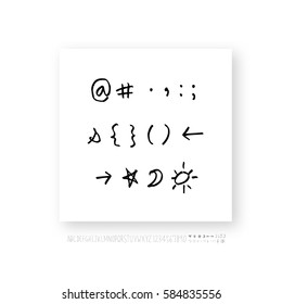 Alphabet & number / handwriting - vector