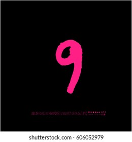 Alphabet & number / handwriting - vector
