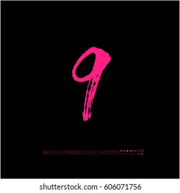 Alphabet & number / handwriting - vector