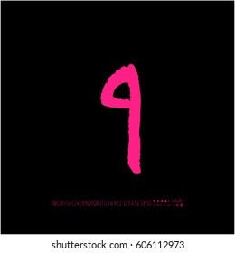 Alphabet & number / handwriting - vector