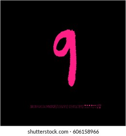 Alphabet & number / handwriting - vector