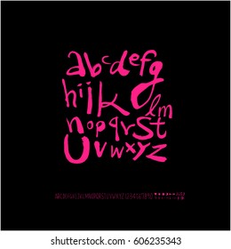 Alphabet & number / handwriting - vector