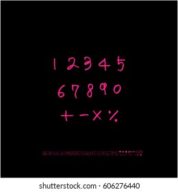 Alphabet & number / handwriting - vector