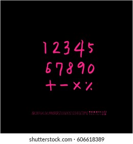 Alphabet & number / handwriting - vector