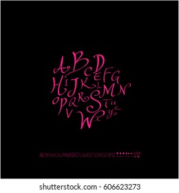 Alphabet & number / handwriting - vector