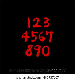 Alphabet & number / handwriting - vector / Halloween version