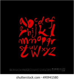 Alphabet & number / handwriting - vector / Halloween version