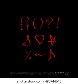 Alphabet & number / handwriting - vector / Halloween version