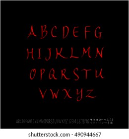 Alphabet & number / handwriting - vector / Halloween version