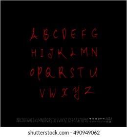 Alphabet & number / handwriting - vector / Halloween version