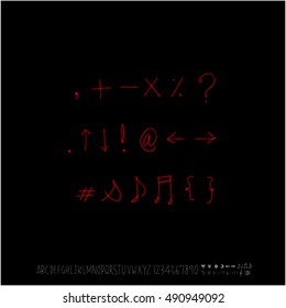 Alphabet & number / handwriting - vector / Halloween version