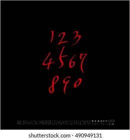 Alphabet & number / handwriting - vector / Halloween version