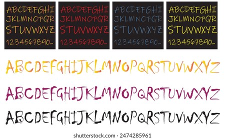 Alphabet  number, handwriting. Vector illustration.