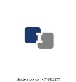 I alphabet and number linked logo flat vector logo template