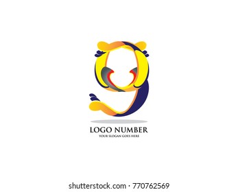 Alphabet number nine vector illustration.