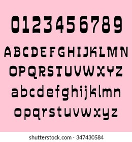 alphabet and number on pink backgrond vector illustration