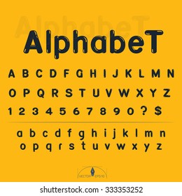 alphabet and number on yellow background vector illustration