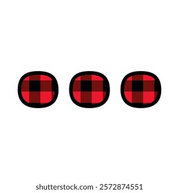 Alphabet number punctuation mark font, red lumberjack plaid pattern for Ellipsis Marks