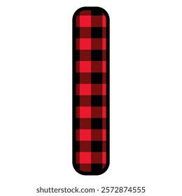 Alphabet number punctuation mark font, red lumberjack plaid pattern for pipe