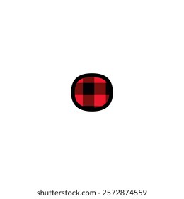 Alphabet number punctuation mark font, red lumberjack plaid pattern for Full Stop or dot or period