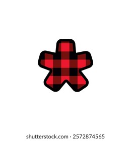 Alphabet number punctuation mark font, red lumberjack plaid pattern for asterisk