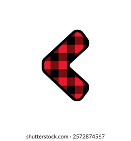 Alphabet number punctuation mark font, red lumberjack plaid pattern for less than or more than