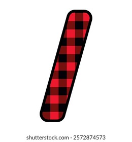 Alphabet number punctuation mark font, red lumberjack plaid pattern for Slash or backslash