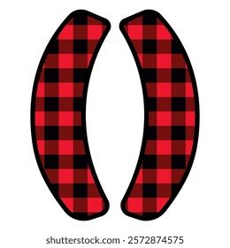 Alphabet number punctuation mark font, red lumberjack plaid pattern for Round Brackets