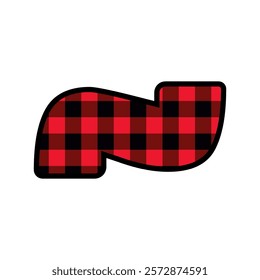 Alphabet number punctuation mark font, red lumberjack plaid pattern for tilde